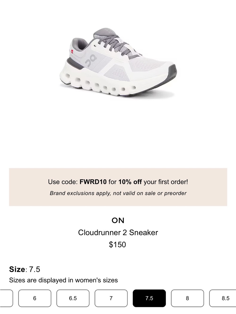 ON Cloudrunner 2 Sneaker - White/Gray